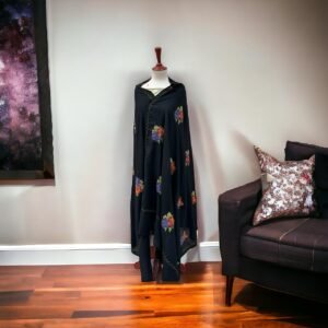 Black Pure Wool Cross Stitch Shawl